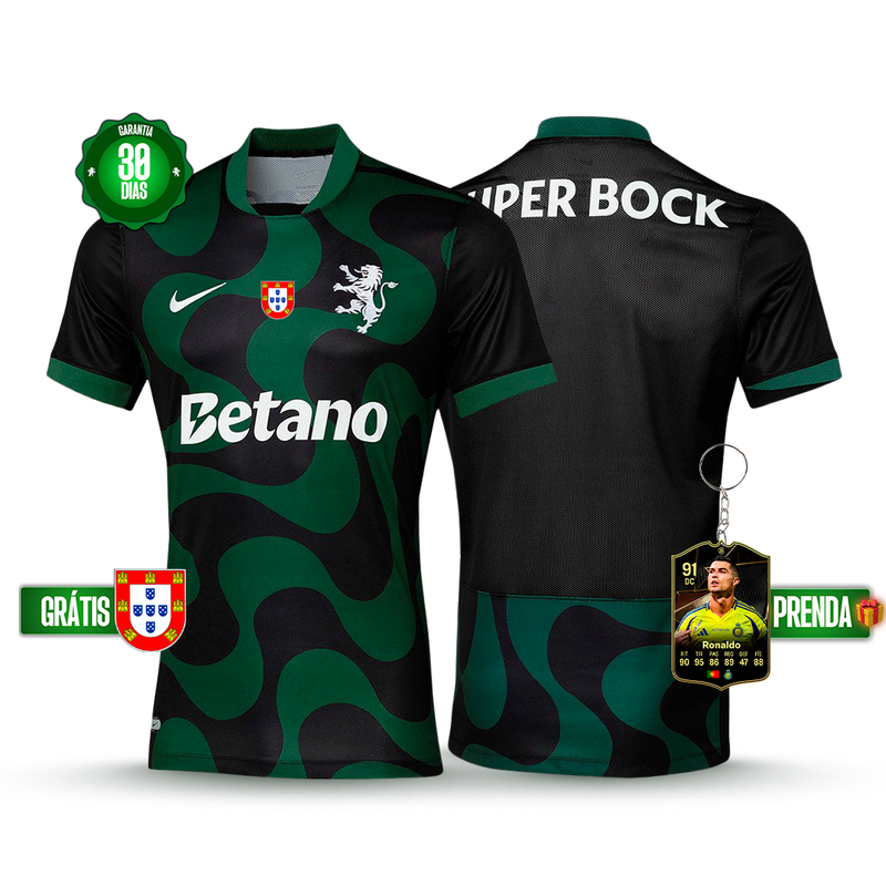 Camisola Sporting Alternativa Preta 2025/26 - LANÇAMENTO! 🔥💚