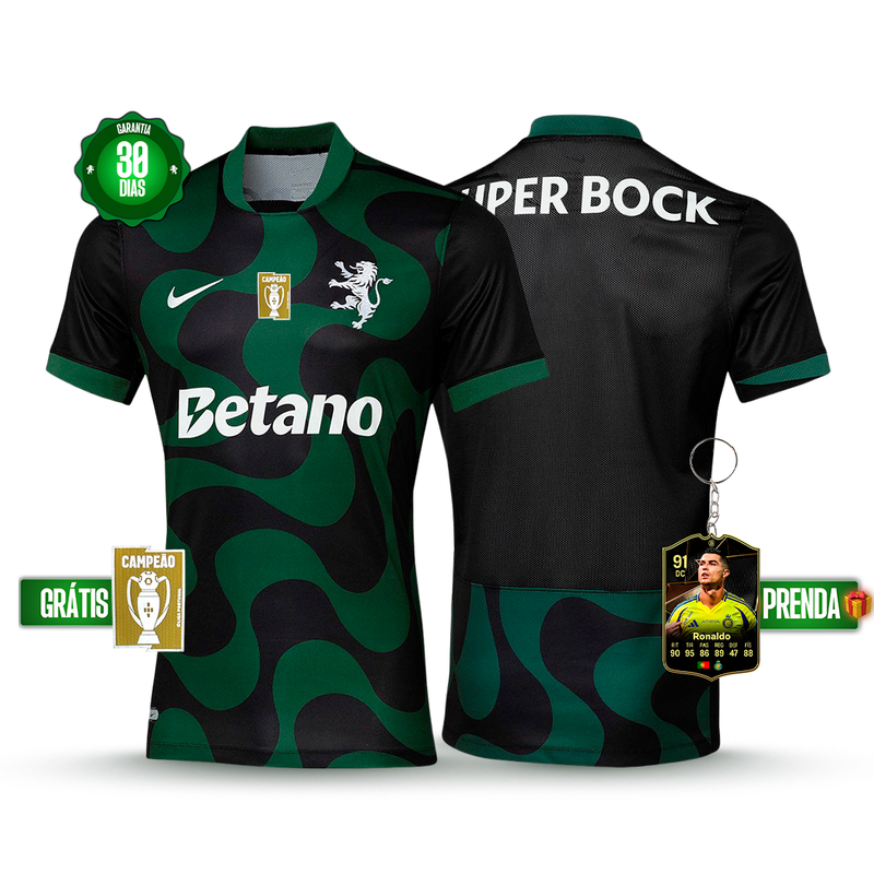 Camisola Sporting Alternativa Preta 2025/26 - LANÇAMENTO! 🔥💚