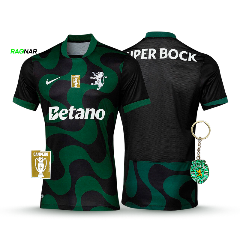 Camisola Sporting Alternativa Preta 2025/26 - LANÇAMENTO! 🔥💚