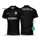 Camisola Sporting Away Preta 2025/26 - LANÇAMENTO! 🔥💚