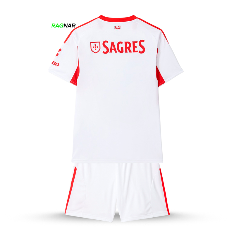 Conjunto Infantil Benfica Alternativa Branca 2025/26 - ÚLTIMAS UNIDADES! 🔥🦅