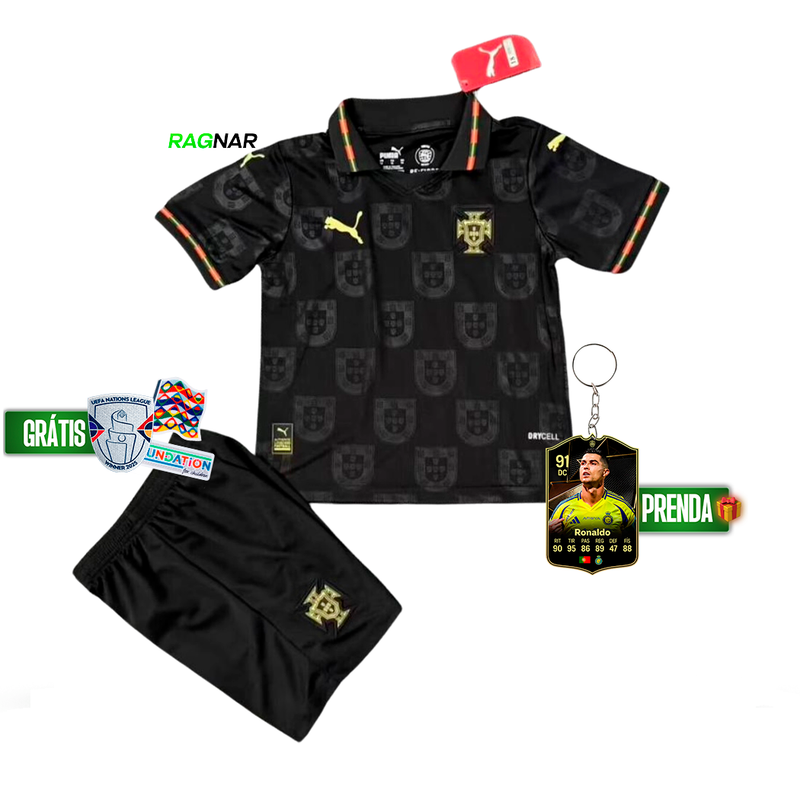 Conjunto Infantil Portugal Alternativa Eusébio 2026/27 PUMA - LANÇAMENTO! 🔥🇵🇹